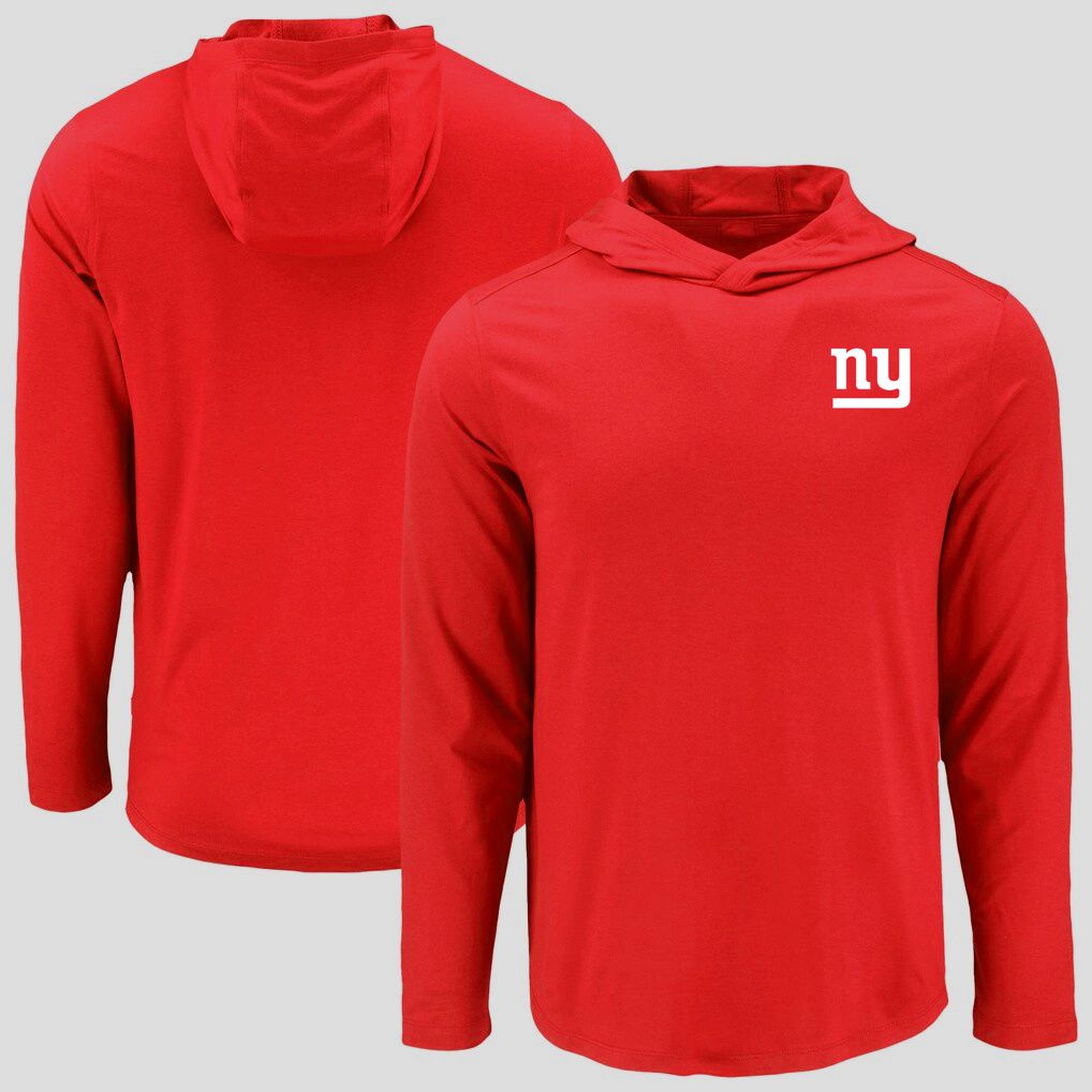 Men 2026 NFL New York Giants Hooded long sleeved T-shirt red 06->nfl t-shirts->Sports Accessory